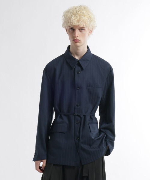 HARE(ハレ)の「ストライプジャケットシャツ(HARE)(シャツ/ブラウス・メンズ・ネイビー/グレー・FREE)」の2枚目の写真