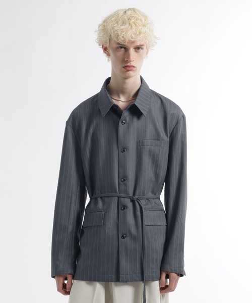 HARE(ハレ)の「ストライプジャケットシャツ(HARE)(シャツ/ブラウス・メンズ・ネイビー/グレー・FREE)」の1枚目の写真
