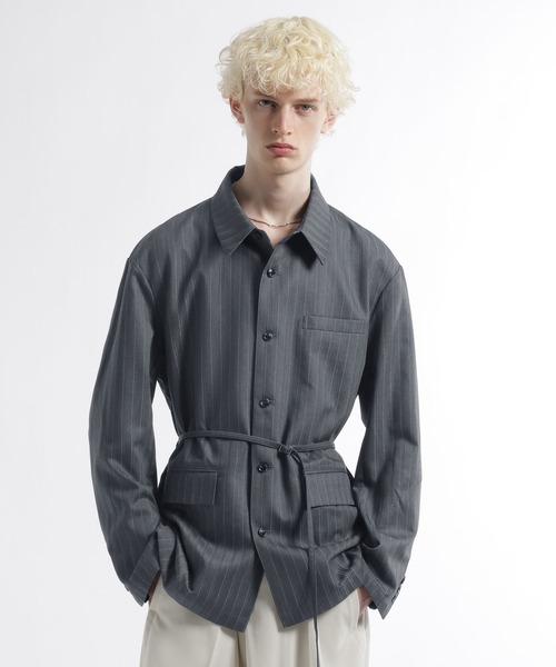 HARE(ハレ)の「ストライプジャケットシャツ(HARE)(シャツ/ブラウス・メンズ・ネイビー/グレー・FREE)」の12枚目の写真