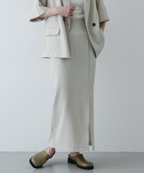 SENSE OF PLACE by URBAN RESEARCH(センスオブプレイスバイアーバンリサーチ)の「『一部WEB限定』『UR TECH DRYLUXE』リネンライクスリットタイトスカート(スカート・レディース・ベージュ/ブラック/ライトベージュ/チャコールグレー・X-SMALL/SMALL/MEDIUM/LARGE/TALL)」の20枚目の写真