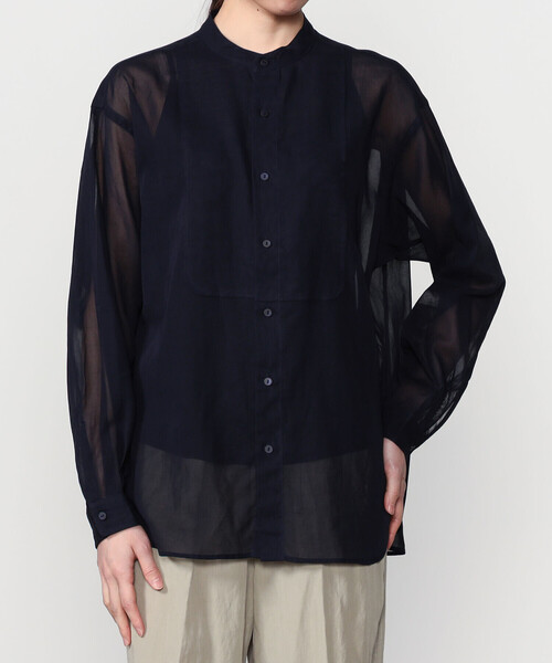 ORCIVAL（オーシバル）の「ORCIVAL | コットンボイル バンドカラーシャツ WOMEN（シャツ/ブラウス・レディース・サックスブルー/ピンク系その他/オフホワイト/ネイビー・1）」の3枚目の写真