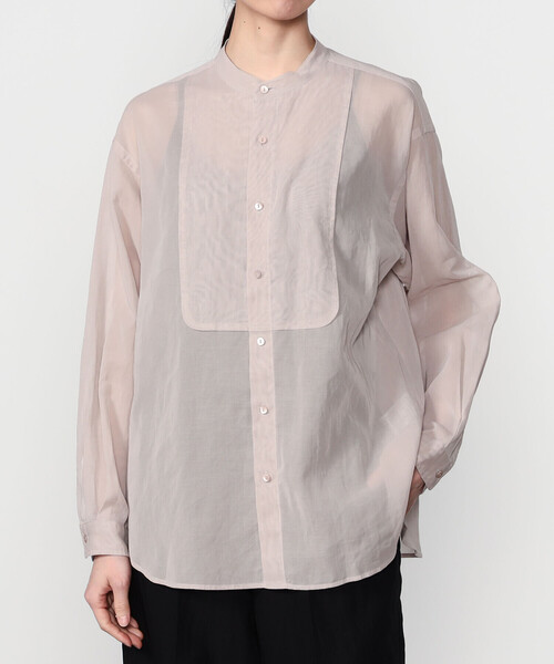 ORCIVAL（オーシバル）の「ORCIVAL | コットンボイル バンドカラーシャツ WOMEN（シャツ/ブラウス・レディース・サックスブルー/ピンク系その他/オフホワイト/ネイビー・1）」の2枚目の写真