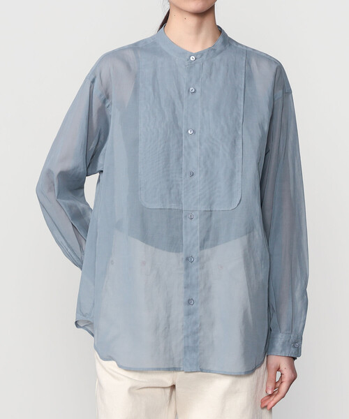 ORCIVAL（オーシバル）の「ORCIVAL | コットンボイル バンドカラーシャツ WOMEN（シャツ/ブラウス・レディース・サックスブルー/ピンク系その他/オフホワイト/ネイビー・1）」の4枚目の写真