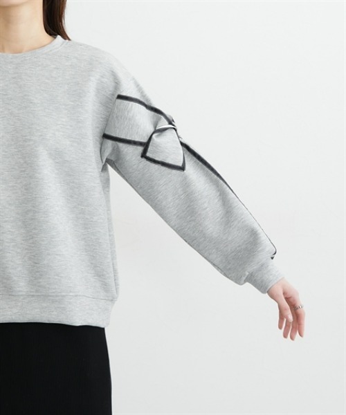 nissen（ニッセン）の「袖リボン配色ダンボールトップス（Tシャツ/カットソー・レディース・ブラック/杢グレー・L/M）」の17枚目の写真