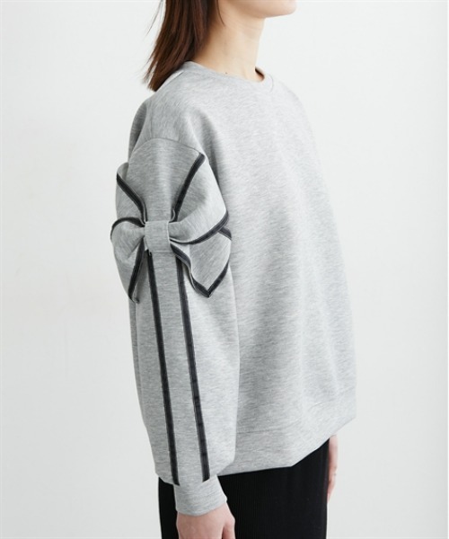 nissen（ニッセン）の「袖リボン配色ダンボールトップス（Tシャツ/カットソー・レディース・ブラック/杢グレー・L/M）」の18枚目の写真