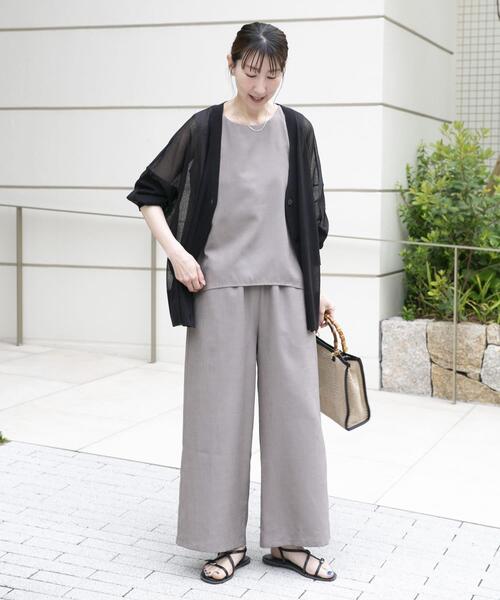 ITEMS URBANRESEARCH(アイテムズ アーバンリサーチ)の「リネンライクセットアップ(サロペット/オーバーオール・レディース・ブラック/ブラウン/ベージュ・FREE)」の4枚目の写真
