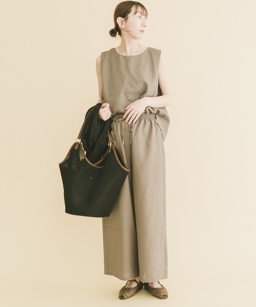 ITEMS URBANRESEARCH(アイテムズ アーバンリサーチ)の「リネンライクセットアップ(セットアップ・レディース・ブラック/ブラウン/ベージュ・FREE)」の3枚目の写真