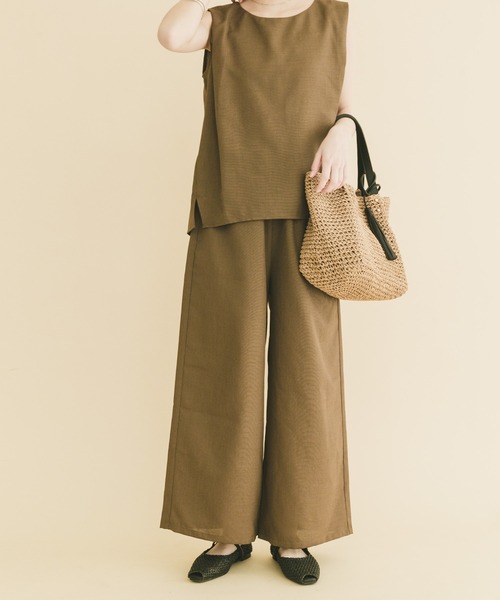 ITEMS URBANRESEARCH(アイテムズ アーバンリサーチ)の「リネンライクセットアップ(セットアップ・レディース・ブラック/ブラウン/ベージュ・FREE)」の2枚目の写真