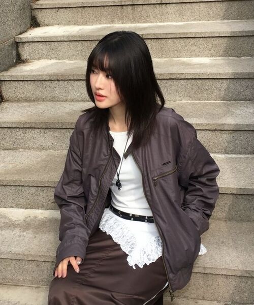 SECONDMONO（セカンドモノローグ）の「Coated Nylon Zip Jacket [BLACK]_SEJK034BLACK（ブルゾン・レディース・その他・SMALL/MEDIUM/LARGE）」の4枚目の写真