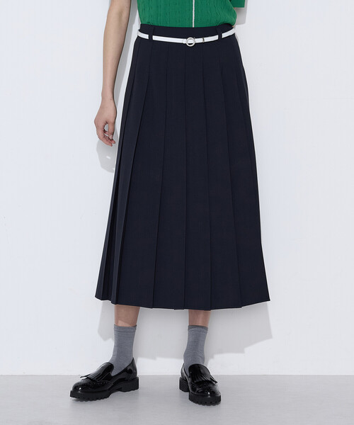 COMME CA（コムサ）の「T／W2WAYストレッチ 単品プリーツスカート（スカート・レディース・ネイビー/ブラウン・9号）」の2枚目の写真