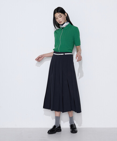 COMME CA（コムサ）の「T／W2WAYストレッチ 単品プリーツスカート（スカート・レディース・ネイビー/ブラウン・9号）」の3枚目の写真