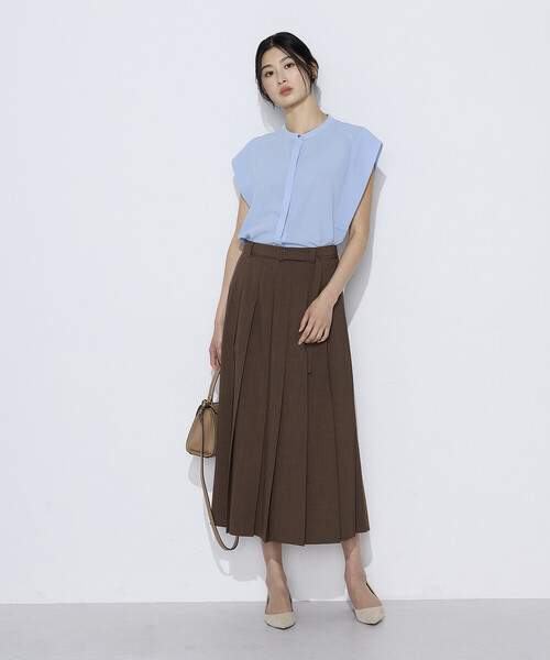 COMME CA（コムサ）の「T／W2WAYストレッチ 単品プリーツスカート（スカート・レディース・ネイビー/ブラウン・9号）」の8枚目の写真