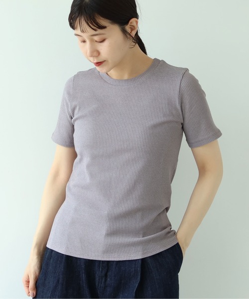 yuni(ユニ )の「△C Pe natural テレコhalf sleeves T-SH(Tシャツ/カットソー・レディース・ホワイト/その他/ブラック/グレー・FREE)」の3枚目の写真