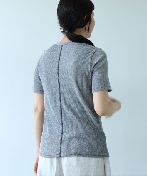yuni(ユニ )の「△C Pe natural テレコhalf sleeves T-SH(Tシャツ/カットソー・レディース・ホワイト/その他/ブラック/グレー・FREE)」の4枚目の写真