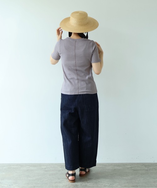 yuni(ユニ )の「△C Pe natural テレコhalf sleeves T-SH(Tシャツ/カットソー・レディース・ホワイト/その他/ブラック/グレー・FREE)」の7枚目の写真