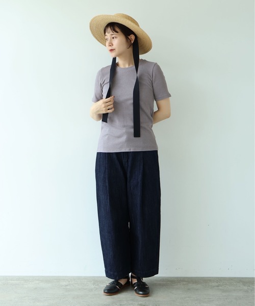 yuni(ユニ )の「△C Pe natural テレコhalf sleeves T-SH(Tシャツ/カットソー・レディース・ホワイト/その他/ブラック/グレー・FREE)」の5枚目の写真