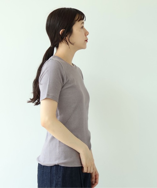 yuni(ユニ )の「△C Pe natural テレコhalf sleeves T-SH(Tシャツ/カットソー・レディース・ホワイト/その他/ブラック/グレー・FREE)」の9枚目の写真