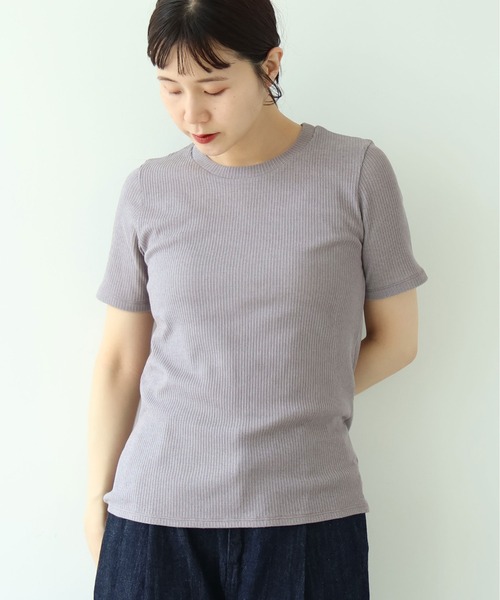 yuni(ユニ )の「△C Pe natural テレコhalf sleeves T-SH(Tシャツ/カットソー・レディース・ホワイト/その他/ブラック/グレー・FREE)」の8枚目の写真