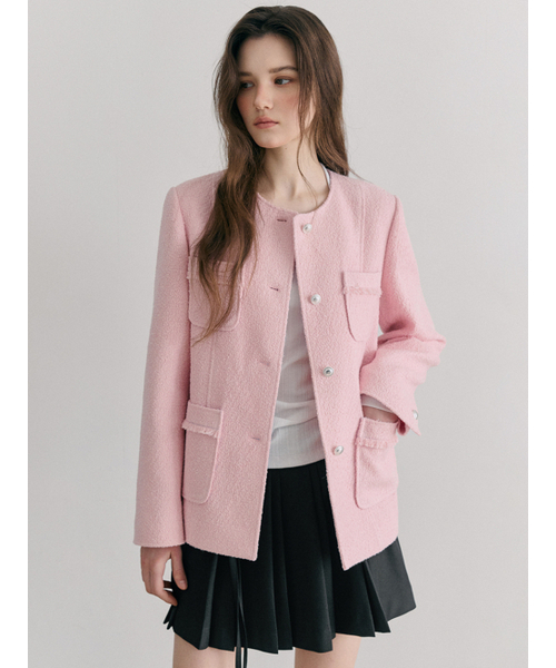 ETMON(エトモン)の「Stitch 4-Pocket Tweed Jacket, Pink(その他アウター・レディース・その他・SMALL/MEDIUM)」の3枚目の写真