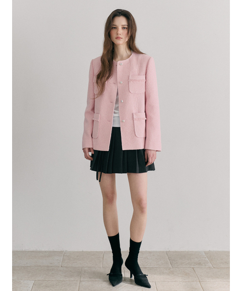 ETMON(エトモン)の「Stitch 4-Pocket Tweed Jacket, Pink(その他アウター・レディース・その他・SMALL/MEDIUM)」の4枚目の写真