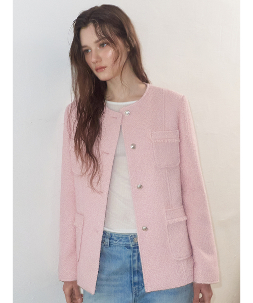 ETMON(エトモン)の「Stitch 4-Pocket Tweed Jacket, Pink(その他アウター・レディース・その他・SMALL/MEDIUM)」の5枚目の写真