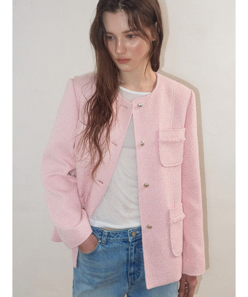 ETMON(エトモン)の「Stitch 4-Pocket Tweed Jacket, Pink(その他アウター・レディース・その他・SMALL/MEDIUM)」の6枚目の写真