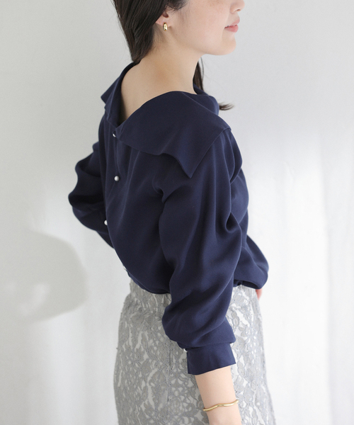 La TOTALITE（ラトータリテ）の「【洗える】ロールカラーブラウス（シャツ/ブラウス・レディース・イエロー/ネイビー/ホワイト・FREE）」の16枚目の写真