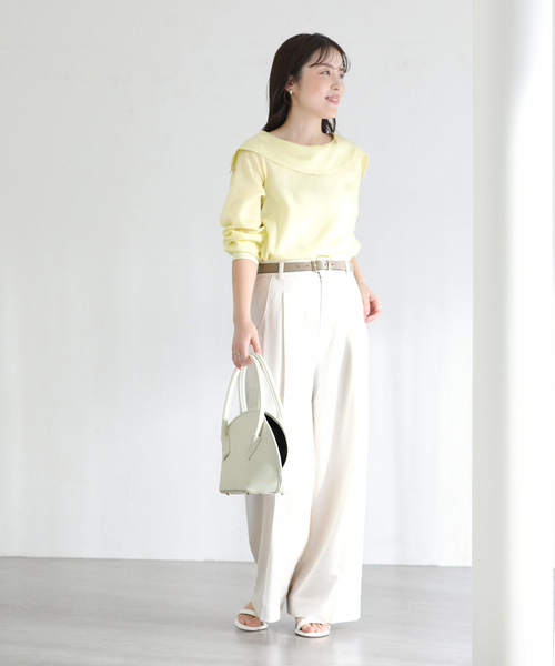 La TOTALITE（ラトータリテ）の「【洗える】ロールカラーブラウス（シャツ/ブラウス・レディース・イエロー/ネイビー/ホワイト・FREE）」の17枚目の写真