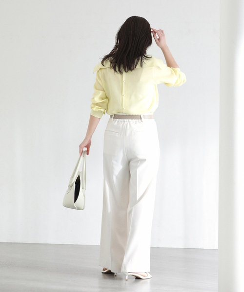 La TOTALITE（ラトータリテ）の「【洗える】ロールカラーブラウス（シャツ/ブラウス・レディース・イエロー/ネイビー/ホワイト・FREE）」の19枚目の写真