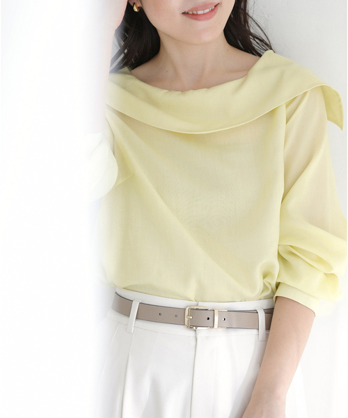 La TOTALITE（ラトータリテ）の「【洗える】ロールカラーブラウス（シャツ/ブラウス・レディース・イエロー/ネイビー/ホワイト・FREE）」の20枚目の写真