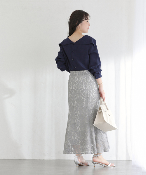 La TOTALITE（ラトータリテ）の「【洗える】ロールカラーブラウス（シャツ/ブラウス・レディース・イエロー/ネイビー/ホワイト・FREE）」の21枚目の写真