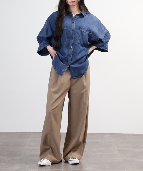hunch(ハンチ)の「hunch 4.5オンス テンセルデニムドルマンシャツ 半端袖(シャツ/ブラウス・レディース・ブルー/グレー/ライトインディゴブルー・FREE)」の16枚目の写真