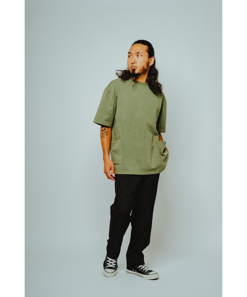 BIG MIKE(ビッグマイク)の「BIG MIKE ビックマイク / ピグメント&ソリット 半袖 ダブルポケットTシャツ ボックスシルエット コットン100% //// 102628510(Tシャツ/カットソー・メンズ・グレー系その他/ライトグレー/スミクロ/ダークブルー/オリーブ・MEDIUM/LARGE/X-LARGE)」の15枚目の写真