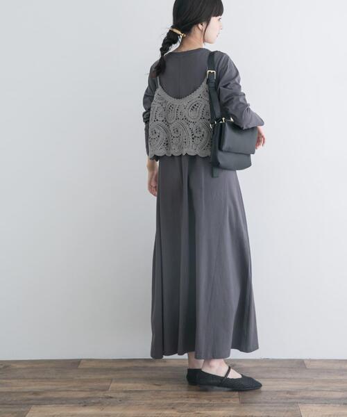 ITEMS URBANRESEARCH（アイテムズ アーバンリサーチ）の「カギバリキャミ×カットワンピース（ワンピース・レディース・グレー/ベージュ・FREE）」の8枚目の写真