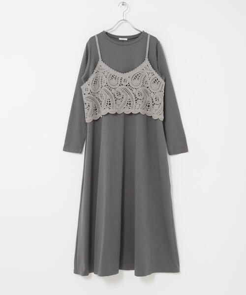 ITEMS URBANRESEARCH（アイテムズ アーバンリサーチ）の「カギバリキャミ×カットワンピース（ワンピース・レディース・グレー/ベージュ・FREE）」の9枚目の写真