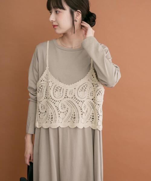 ITEMS URBANRESEARCH（アイテムズ アーバンリサーチ）の「カギバリキャミ×カットワンピース（ワンピース・レディース・グレー/ベージュ・FREE）」の18枚目の写真