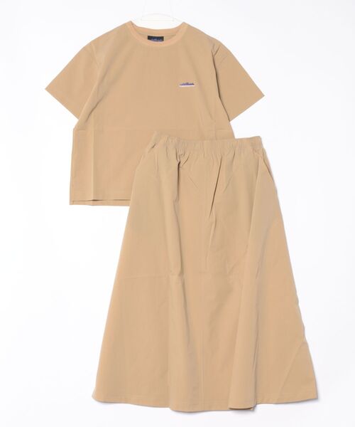 THOUSAND MILE（サウザンドマイル）の「【THOUSAND MILE】SHORT SLEEVE T-SHIRT & SKIRT SET（セットアップ・レディース・ベージュ/ブラック/オリーブ/チャコールグレー・FREE）」の3枚目の写真