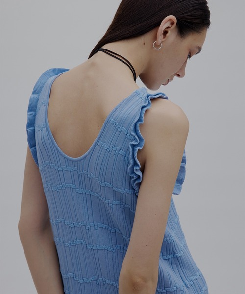 Ameri（アメリ）の「MEDI 2WAY WAVY FRILL KNIT DRESS（ワンピース・レディース・スカイブルー/ブラック/アイボリー・MEDIUM/SMALL）」の20枚目の写真
