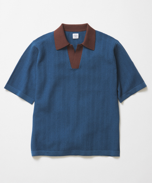 EDIFICE（エディフィス）の「スキッパー ポロニット（ポロシャツ・メンズ・ネイビー/チャコールグレー/グレー・MEDIUM/LARGE）」の3枚目の写真