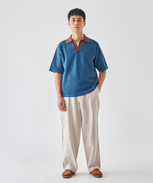 EDIFICE（エディフィス）の「スキッパー ポロニット（ポロシャツ・メンズ・ネイビー/チャコールグレー/グレー・MEDIUM/LARGE）」の10枚目の写真