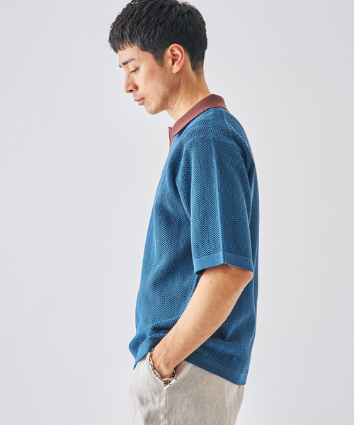 EDIFICE（エディフィス）の「スキッパー ポロニット（ポロシャツ・メンズ・ネイビー/チャコールグレー/グレー・MEDIUM/LARGE）」の14枚目の写真