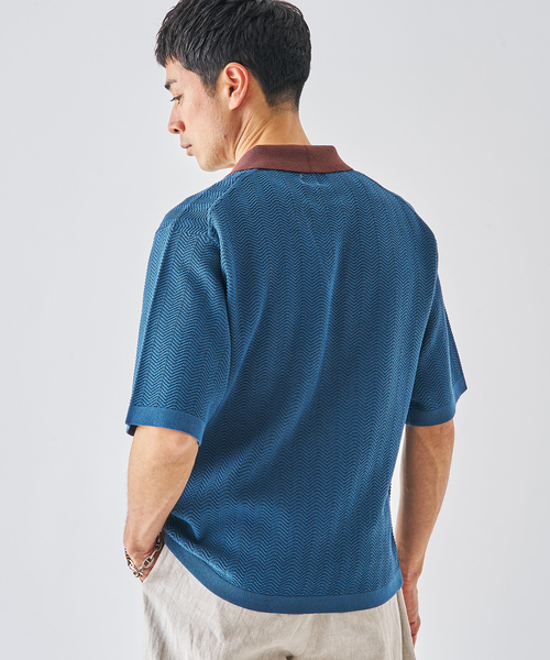 EDIFICE（エディフィス）の「スキッパー ポロニット（ポロシャツ・メンズ・ネイビー/チャコールグレー/グレー・MEDIUM/LARGE）」の15枚目の写真