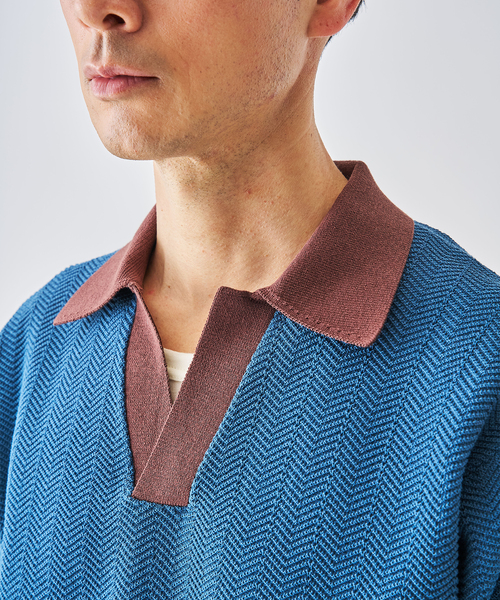 EDIFICE（エディフィス）の「スキッパー ポロニット（ポロシャツ・メンズ・ネイビー/チャコールグレー/グレー・MEDIUM/LARGE）」の16枚目の写真