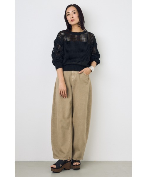 AZUL by moussy(アズールバイマウジー)の「【身長/骨格別着用画像あり】クロップドメッシュニット メッシュトップス 春服 夏服 秋服 レイヤード サマーニット(ニット/セーター・レディース・ライトブルー/ブラック/ベージュ・MEDIUM/SMALL)」の9枚目の写真