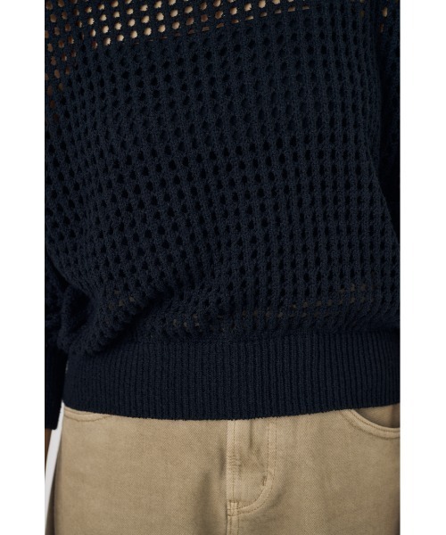 AZUL by moussy(アズールバイマウジー)の「【身長/骨格別着用画像あり】クロップドメッシュニット メッシュトップス 春服 夏服 秋服 レイヤード サマーニット(ニット/セーター・レディース・ライトブルー/ブラック/ベージュ・MEDIUM/SMALL)」の12枚目の写真