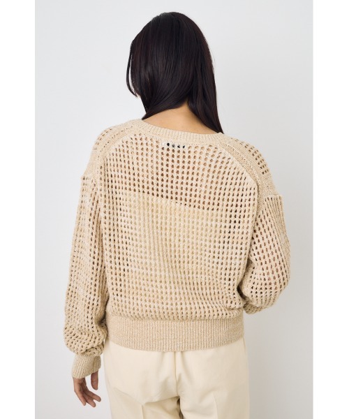 AZUL by moussy(アズールバイマウジー)の「【身長/骨格別着用画像あり】クロップドメッシュニット メッシュトップス 春服 夏服 秋服 レイヤード サマーニット(ニット/セーター・レディース・ライトブルー/ブラック/ベージュ・MEDIUM/SMALL)」の19枚目の写真