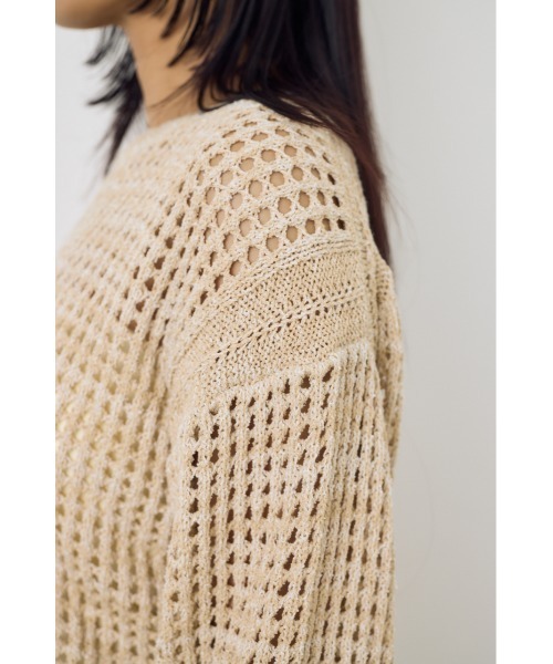AZUL by moussy(アズールバイマウジー)の「【身長/骨格別着用画像あり】クロップドメッシュニット メッシュトップス 春服 夏服 秋服 レイヤード サマーニット(ニット/セーター・レディース・ライトブルー/ブラック/ベージュ・MEDIUM/SMALL)」の22枚目の写真