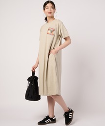 タウン&レジャー ポケットメッシュ Tシャツワンピース