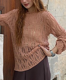 透かし編みデザインニット