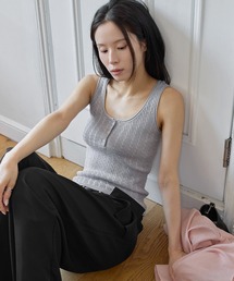 サマーニット」に該当するタンクトップ（グレー/灰色系）ファッション